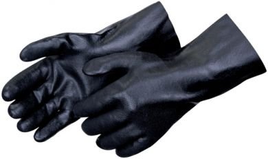 Liberty Sandy Finish Black PVC Gauntlet - Interlock Lined Chemical Resistant Gloves, (2622)