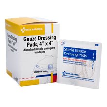 First Aid Only 4 Inch by 4 Inch Gauze Dressing Pads, (J213)