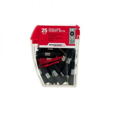 Milwaukee #2 Square Recess SHOCKWAVE 1 Inch Insert Bit, Contractor Pack, (48-32-4607)