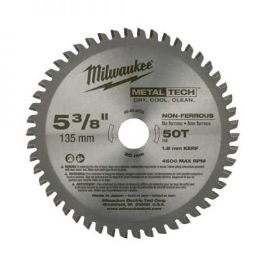 Milwaukee 5 3/8 Inch 50 Teeth Non-Ferrous Metal Circular Saw Blade, (48-40-4075)