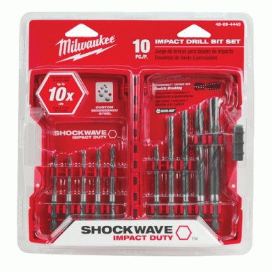 Milwaukee 10 Piece SHOCKWAVE Hex Drill Bit Set, (48-89-4445)