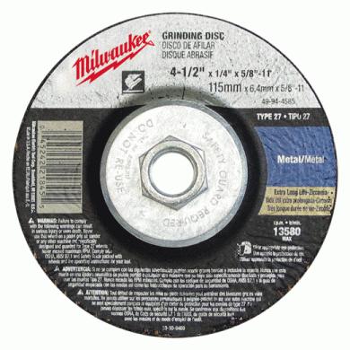 Milwaukee 7 Inch x 1/8 Inch x 5/8-11 Inch Grinding Wheel, Type 27, (49-94-7075)