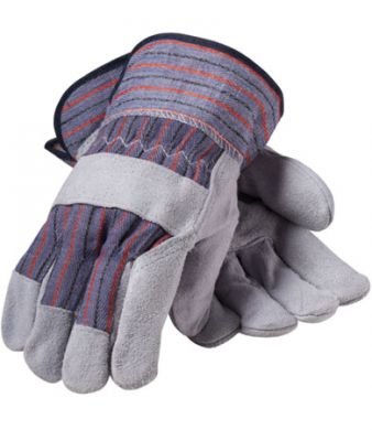 PIP Economy Series, Split Leather Palm Gunn Pattern Gloves with Starched Fabric Cuffs, (85-7500P)