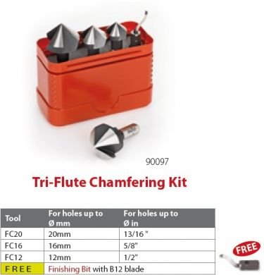 Shaviv Tri-Flute Chamfering Kit, Deburring Tools, (90097)