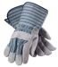 PIP Silver Series, Split Leather Palm Gloves with Rubberized Gauntlet Cuffs, (82-7663)