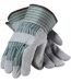 PIP Bronze, Split Leather Palm Gunn Pattern Gloves with Rubberized Fabric Cuffs, (83-6563)